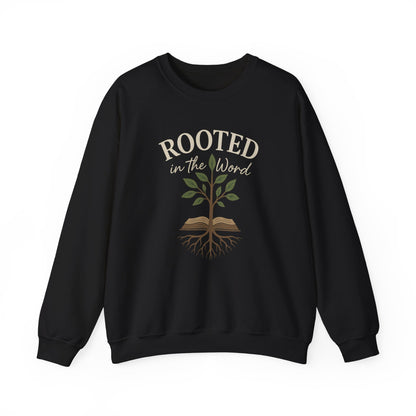 “Rooted In The Word” Crewneck Religious Sweatshirt – Scripture-Inspired Faith Wear