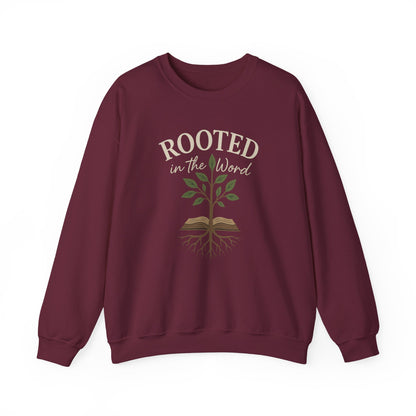 “Rooted In The Word” Crewneck Religious Sweatshirt – Scripture-Inspired Faith Wear