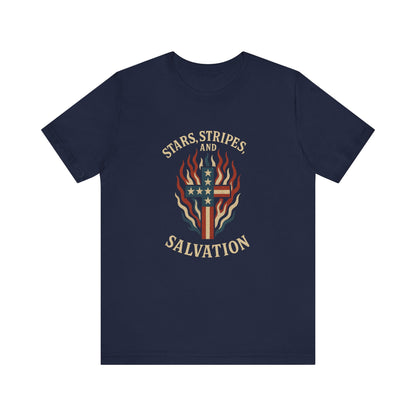 “Stars, Stripes, and Salvation” Christian T-Shirt – Patriotic Faith Tee