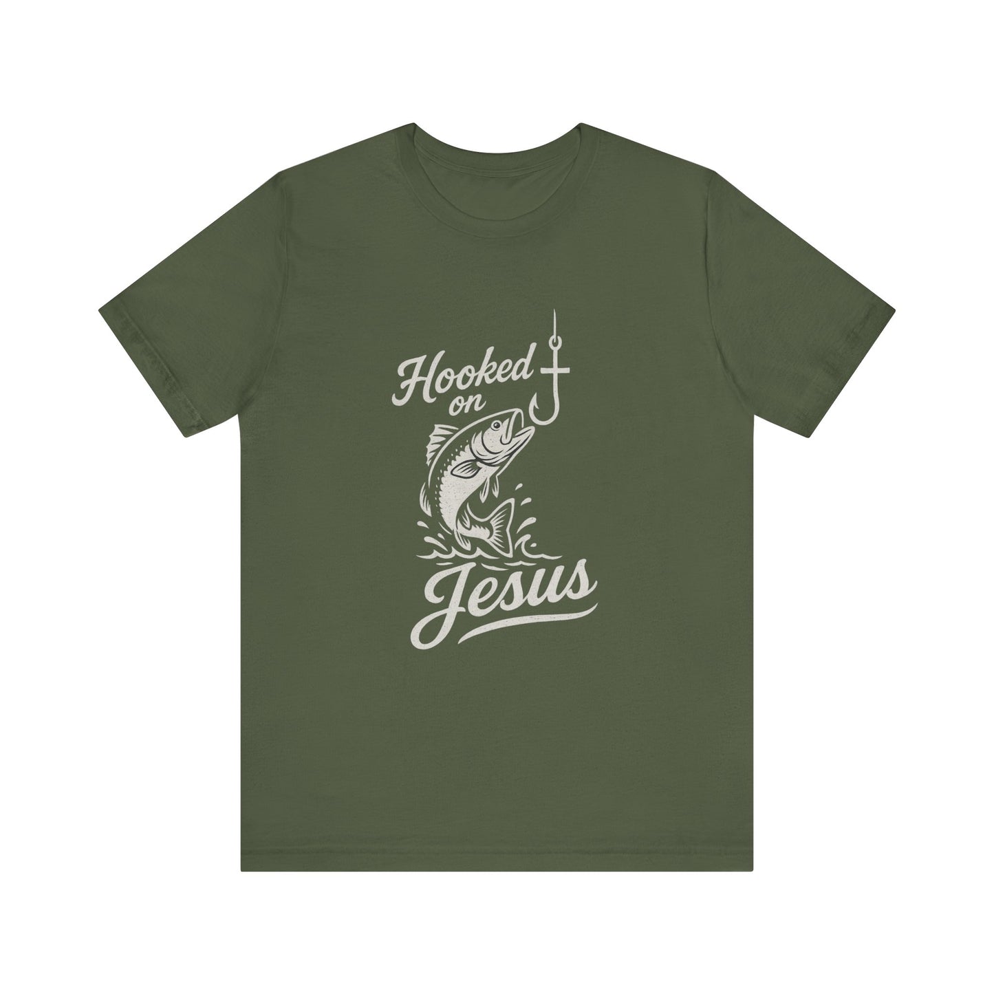 “Hooked on Jesus” Religious T-Shirt – Faith-Inspired Fun for Believers