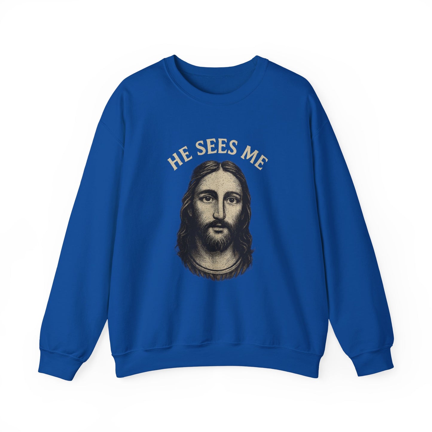 “He Sees Me” Crewneck Religious Sweatshirt – Cozy Reminder of God’s Watchful Eye