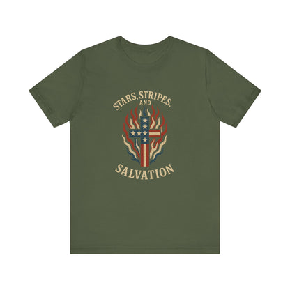 “Stars, Stripes, and Salvation” Christian T-Shirt – Patriotic Faith Tee