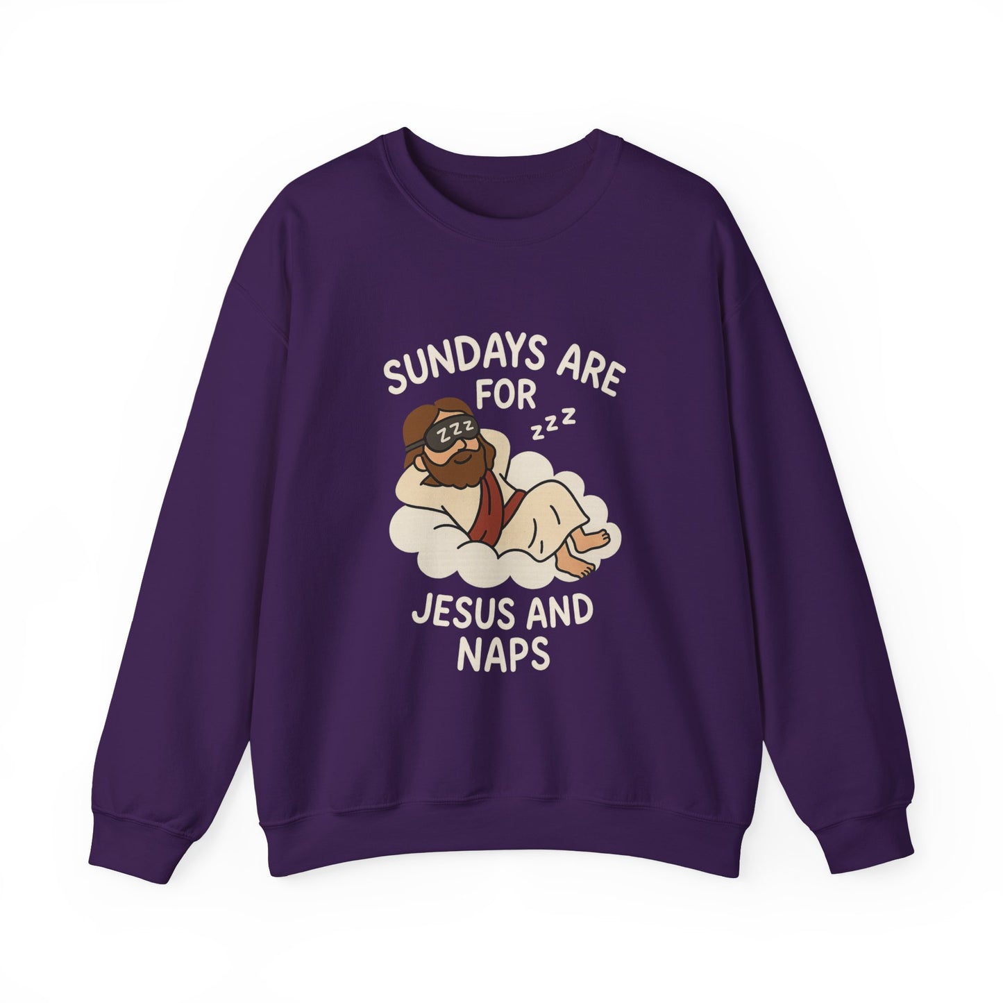 “Sundays Are for Jesus and Naps” Crewneck Sweatshirt – Cozy Religious Weekend Wear