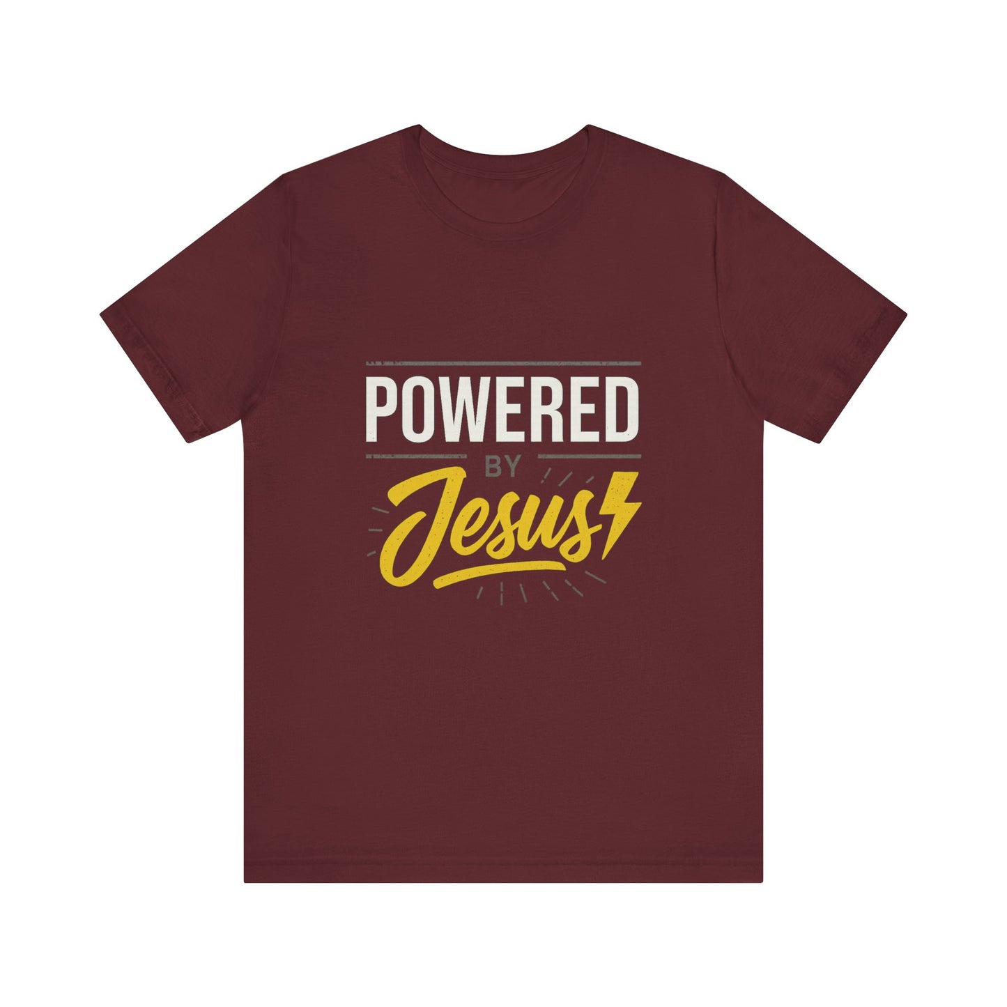 “Powered By Jesus” Religious T-Shirt – Faith-Fueled Motivation