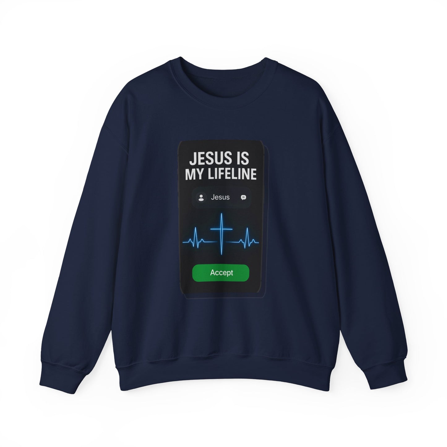 “Jesus Is My Lifeline” Crewneck Religious Sweatshirt – Cozy Comfort with a Powerful Message