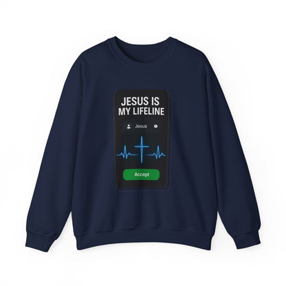 “Jesus Is My Lifeline” Crewneck Religious Sweatshirt – Cozy Comfort with a Powerful Message