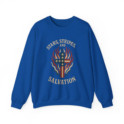 “Stars, Stripes, and Salvation” Crewneck Sweatshirt – Patriotic Christian Apparel