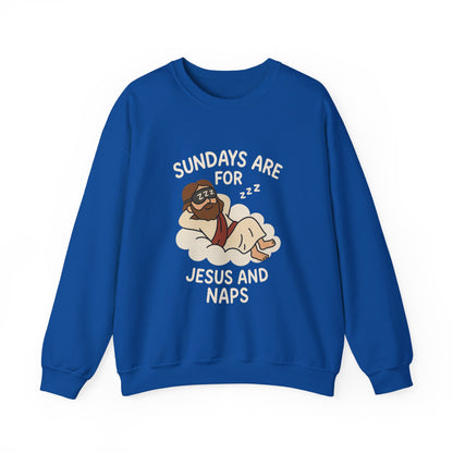 “Sundays Are for Jesus and Naps” Crewneck Sweatshirt – Cozy Religious Weekend Wear