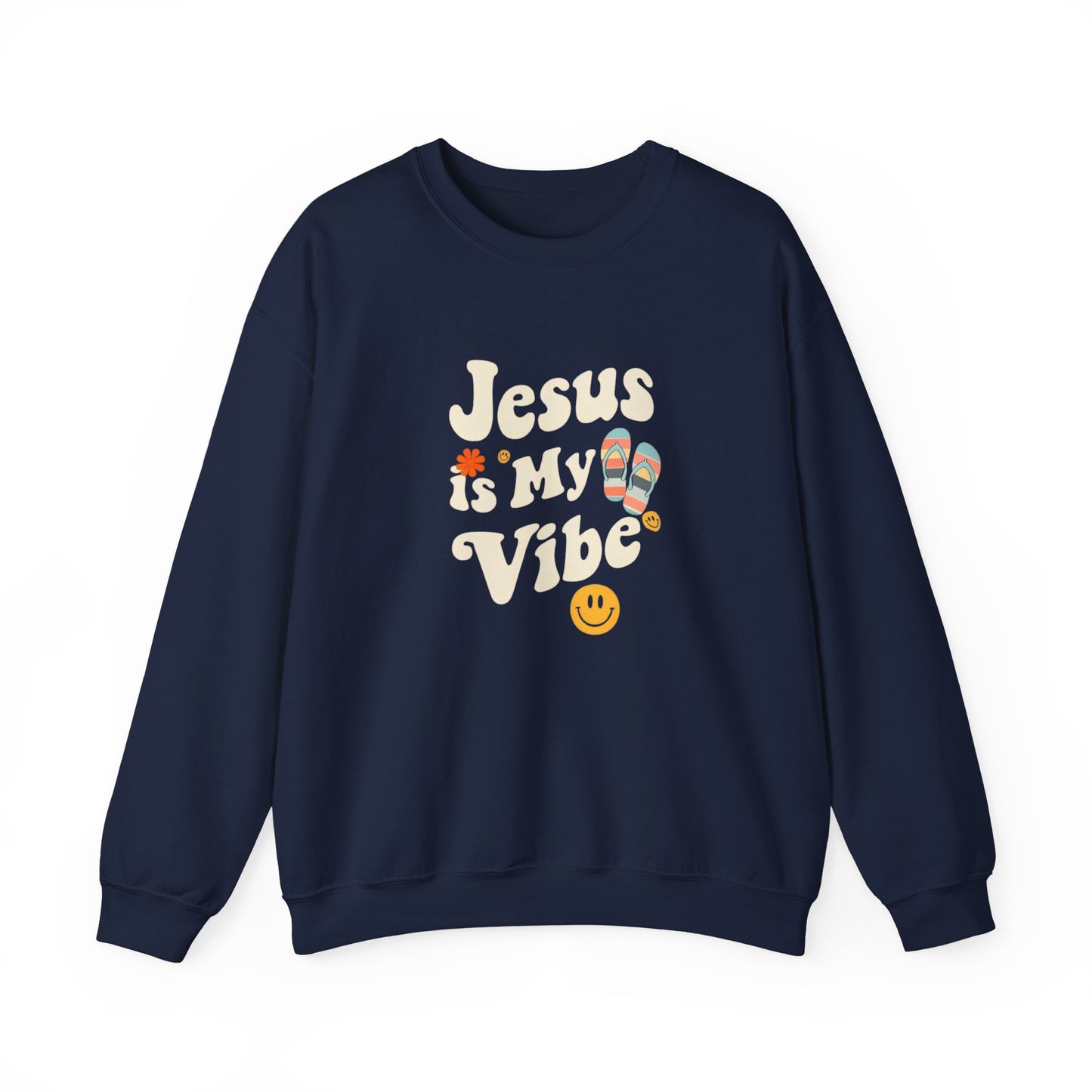 “Jesus Is My Vibe” Crewneck Sweatshirt – Trendy and Cozy Religious Apparel