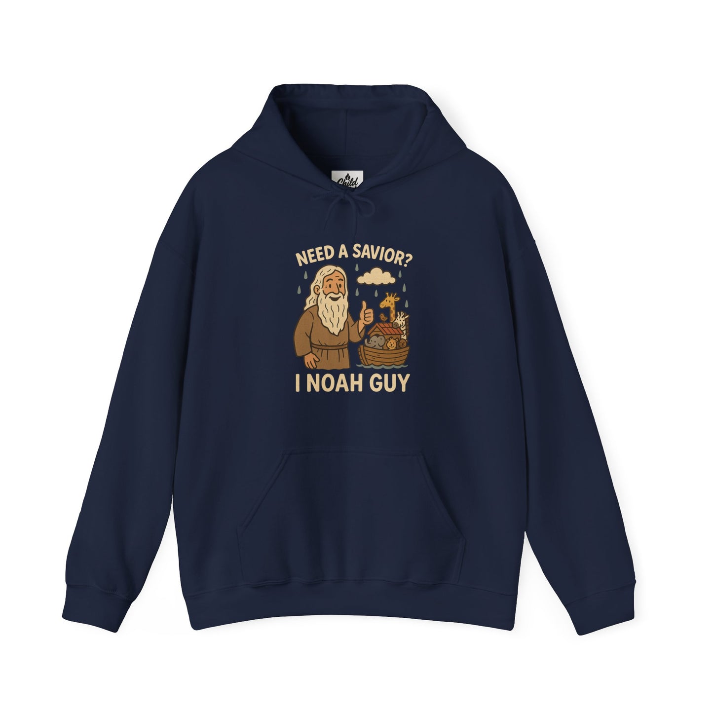 "Need a Savior? I Noah Guy." Hoodie - Unisex Heavy Blend Christian Sweatshirt for Relaxation & Faith