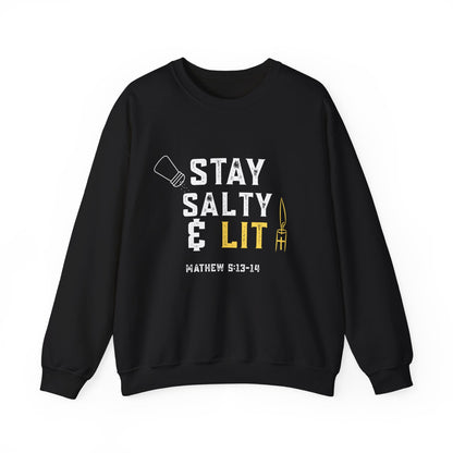 “Stay Salty & Lit” Crewneck Sweatshirt – Modern Religious Apparel
