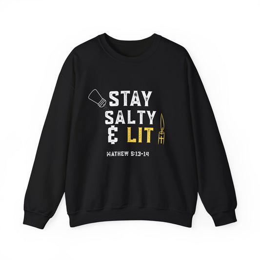 “Stay Salty & Lit” Crewneck Sweatshirt – Modern Religious Apparel