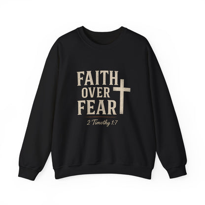 “Faith Over Fear” Christian Religious Crewneck Sweatshirt – Stand Strong in Style
