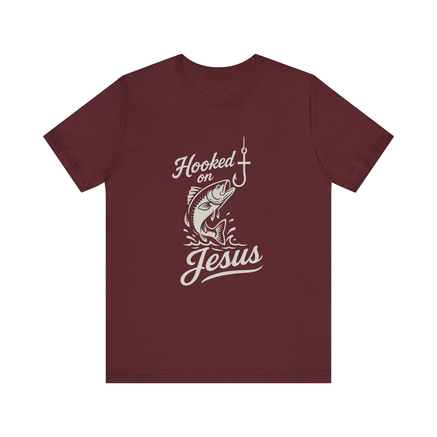 “Hooked on Jesus” Religious T-Shirt – Faith-Inspired Fun for Believers