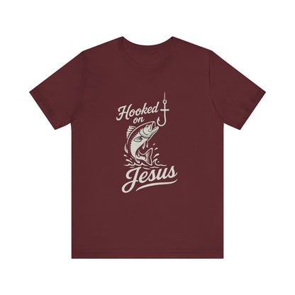 “Hooked on Jesus” Religious T-Shirt – Faith-Inspired Fun for Believers