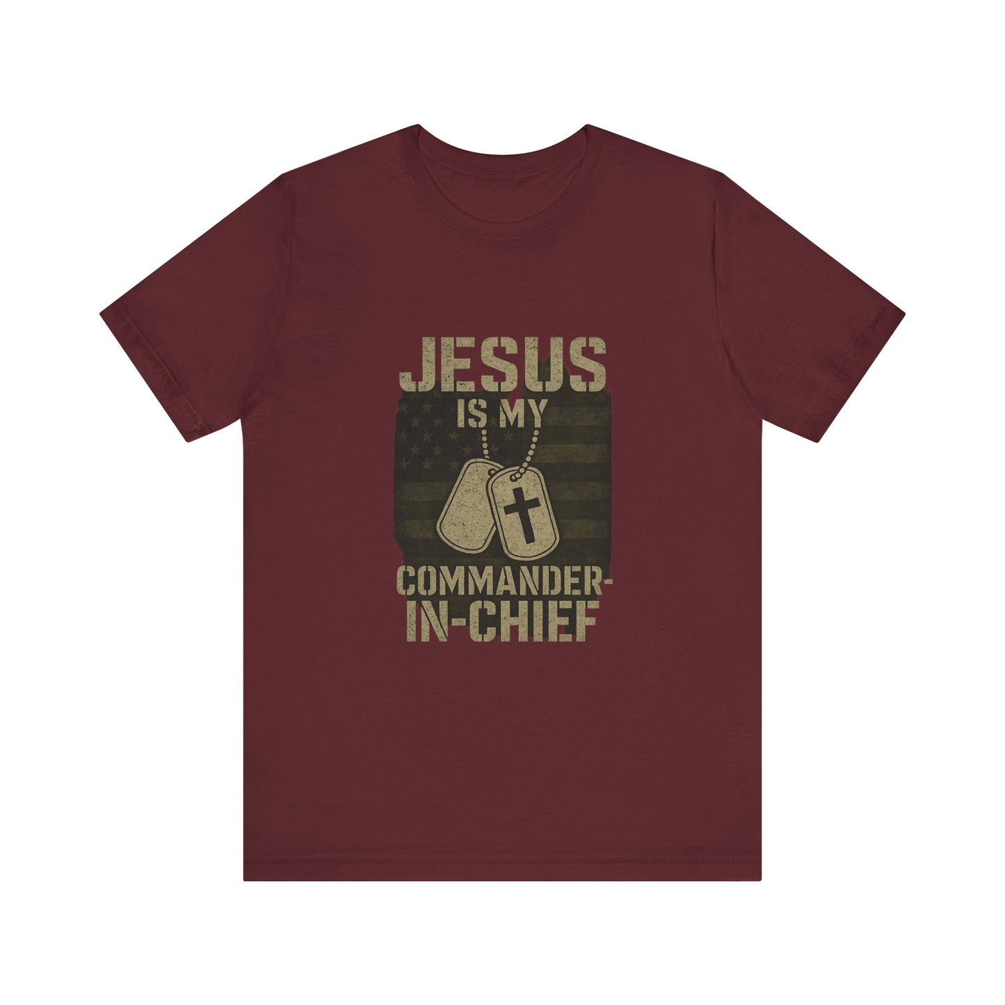 “Jesus Is My Commander-in-Chief” Christian T-Shirt – Bold Faith & Patriot-Inspired Design