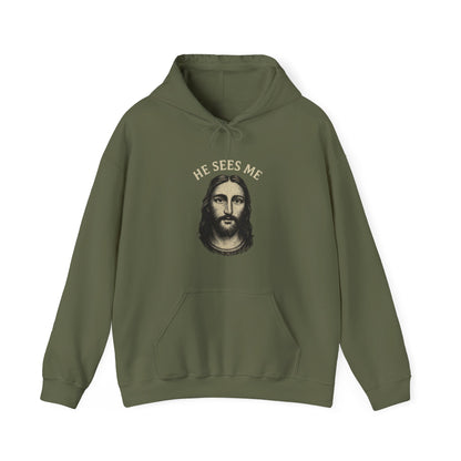 “He Sees Me” Religious Hoodie – Unisex Pullover for Comfort and Faith