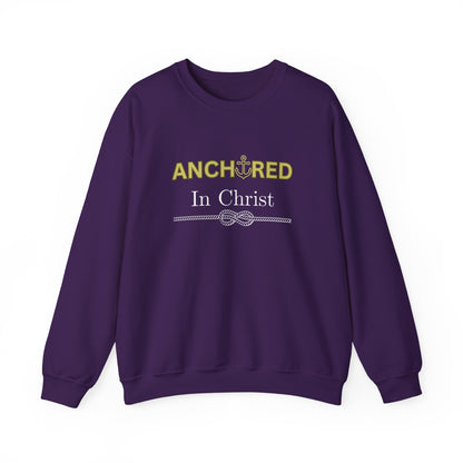 “Anchored in Christ” Religious Crewneck Sweatshirt – Faith-Based Comfort for Everyday Wear