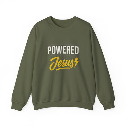 “Powered By Jesus” Crewneck Religious Sweatshirt – Faith and Strength Combined