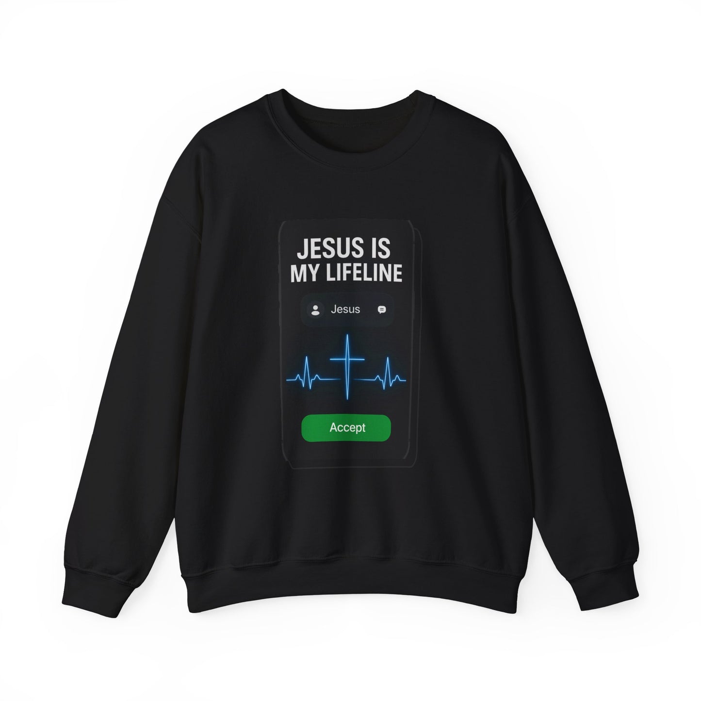 “Jesus Is My Lifeline” Crewneck Religious Sweatshirt – Cozy Comfort with a Powerful Message