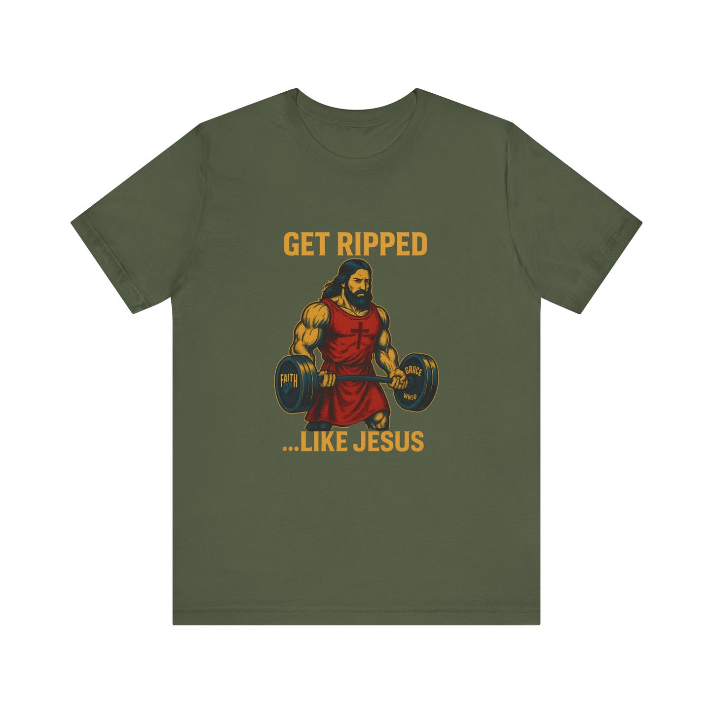 “Get Ripped Like Jesus” Religious Fitness T-Shirt – Faith & Strength Combined