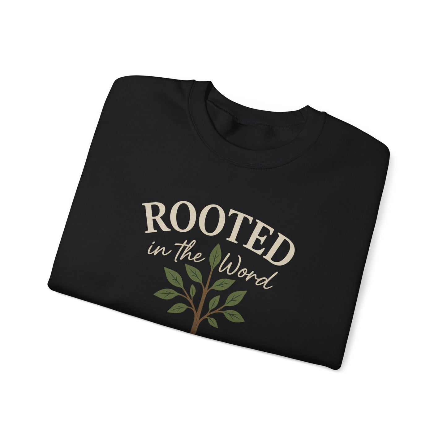 “Rooted In The Word” Crewneck Religious Sweatshirt – Scripture-Inspired Faith Wear