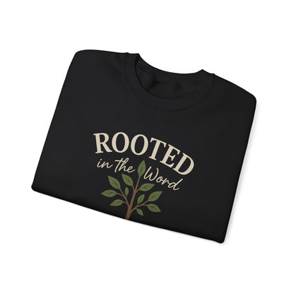 “Rooted In The Word” Crewneck Religious Sweatshirt – Scripture-Inspired Faith Wear