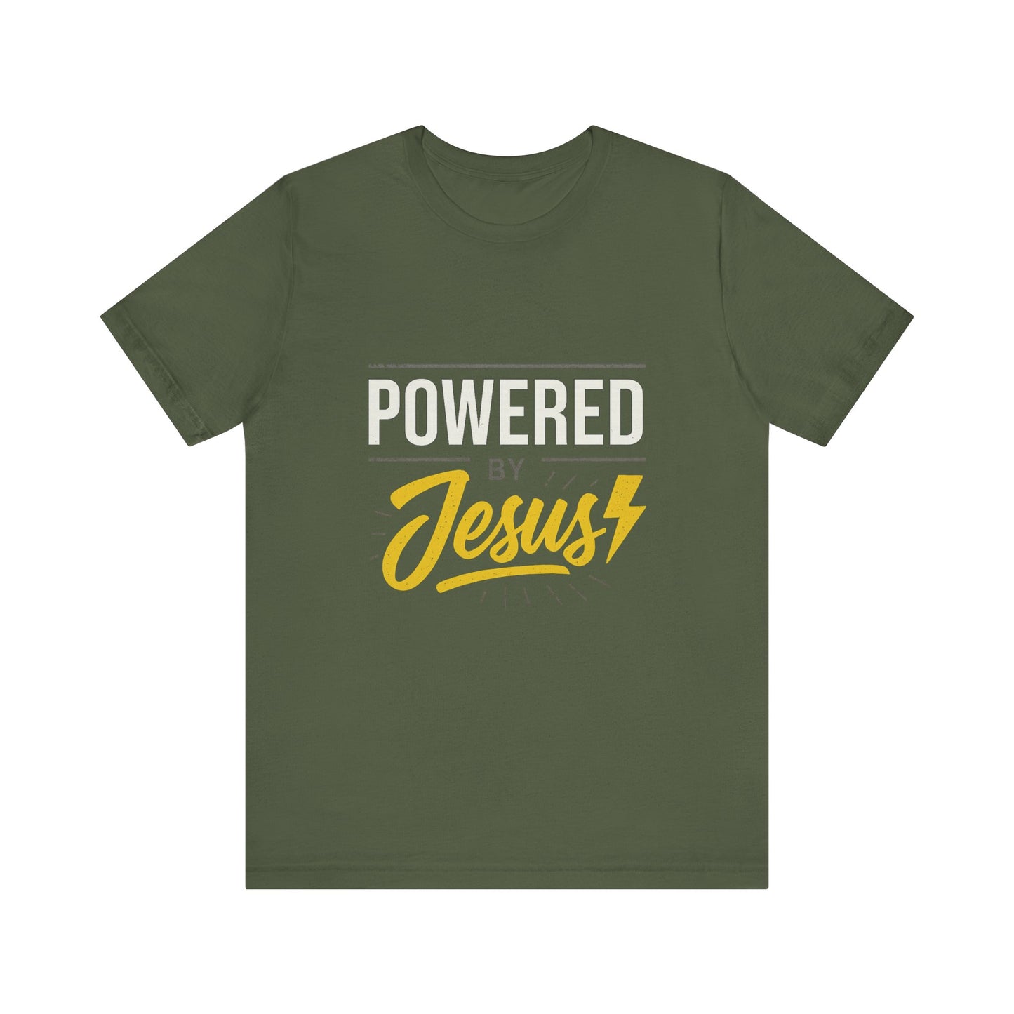 “Powered By Jesus” Religious T-Shirt – Faith-Fueled Motivation