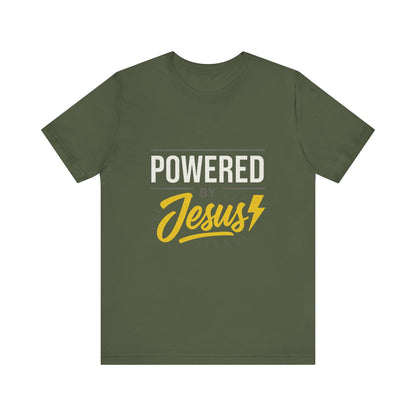“Powered By Jesus” Religious T-Shirt – Faith-Fueled Motivation