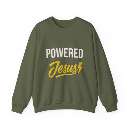 “Powered By Jesus” Crewneck Religious Sweatshirt – Faith and Strength Combined
