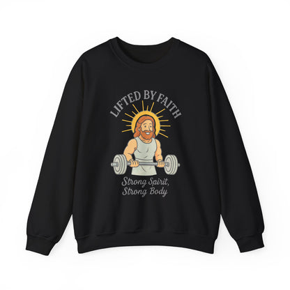 “Lifted by Faith” Crewneck Sweatshirt – Motivational Religious Apparel