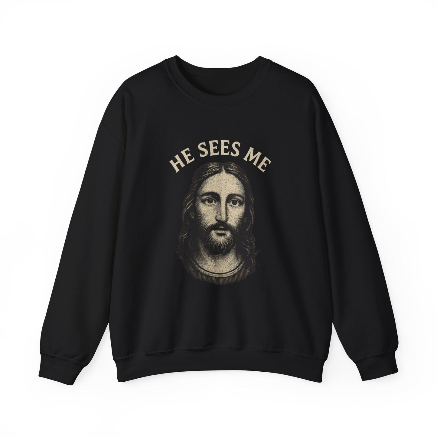 “He Sees Me” Crewneck Religious Sweatshirt – Cozy Reminder of God’s Watchful Eye