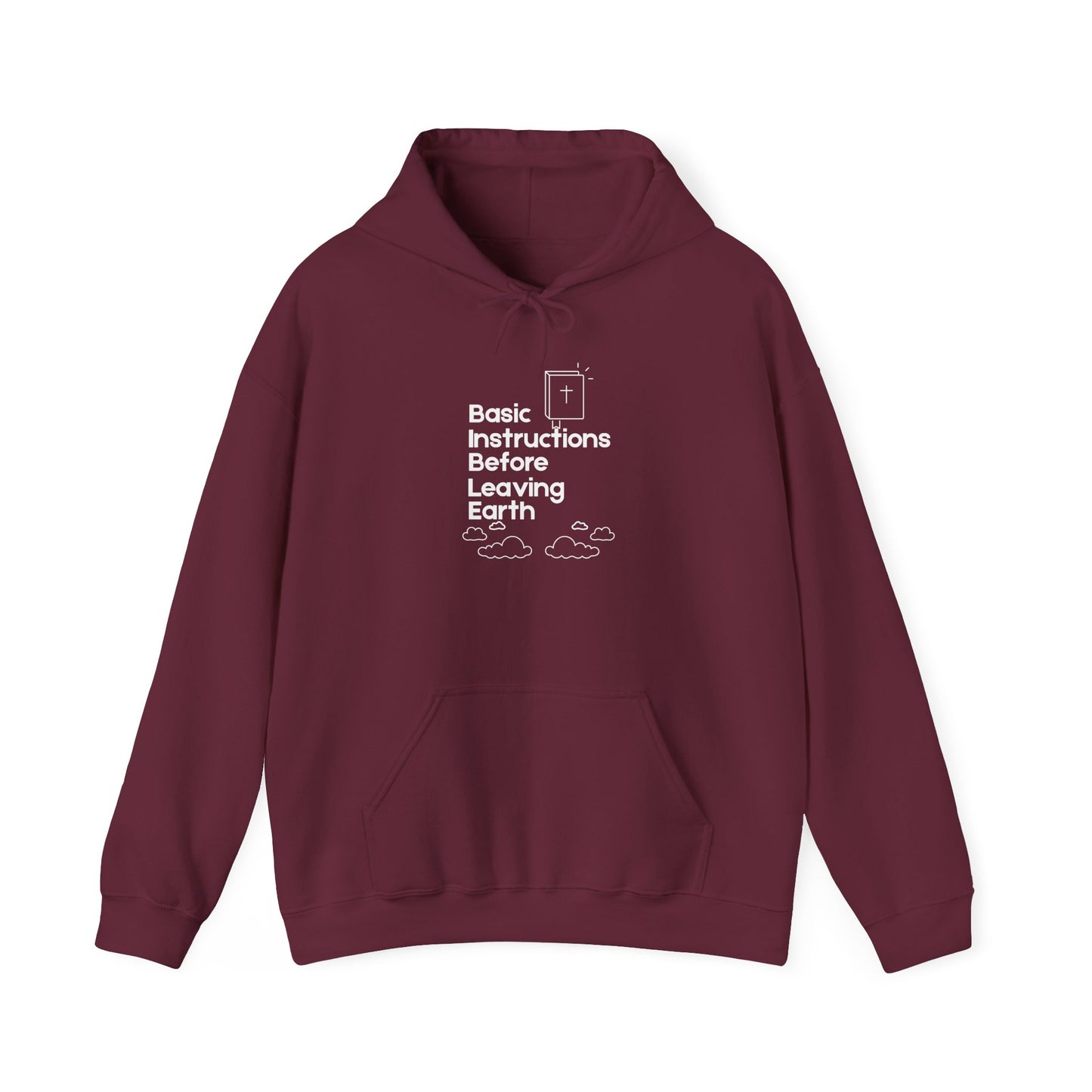 “Basic Instructions Before Leaving Earth” Religious Acronym Hoodie – Unisex Faith-Inspired Pullover