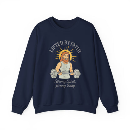 “Lifted by Faith” Crewneck Sweatshirt – Motivational Religious Apparel