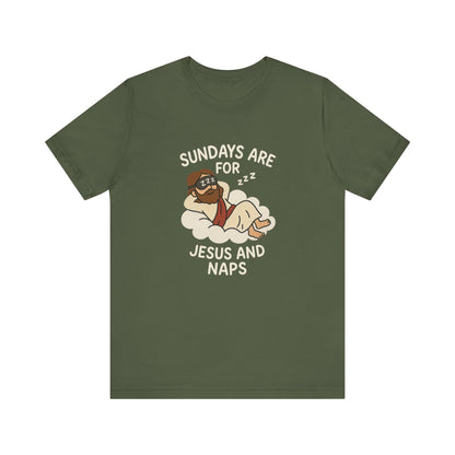“Sundays Are for Jesus and Naps” Christian T-Shirt – Faith and Rest Tee