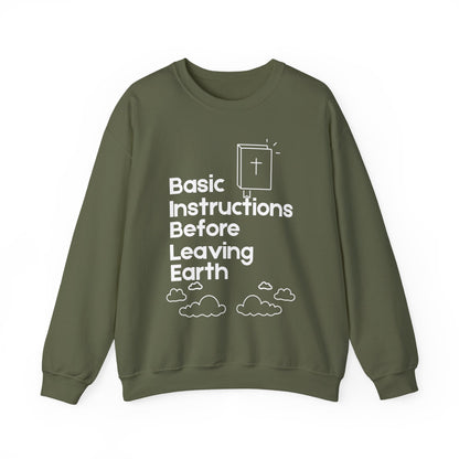 “Basic Instructions Before Leaving Earth BIBLE" Acronym Sweatshirt – Religious Crewneck for Daily Faith