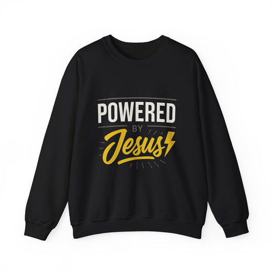 “Powered By Jesus” Crewneck Religious Sweatshirt – Faith and Strength Combined