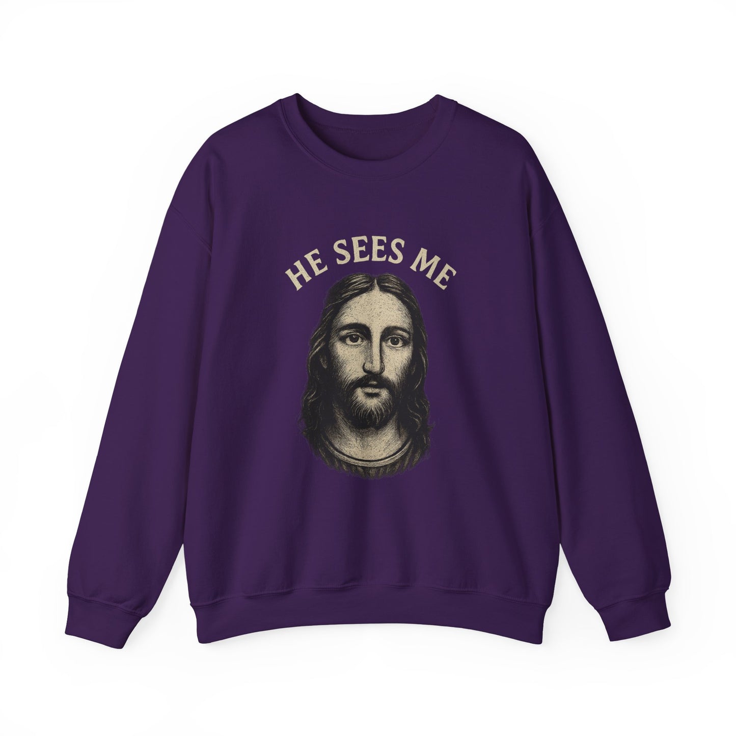 “He Sees Me” Crewneck Religious Sweatshirt – Cozy Reminder of God’s Watchful Eye