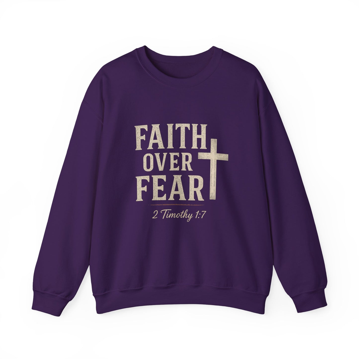 “Faith Over Fear” Christian Religious Crewneck Sweatshirt – Stand Strong in Style
