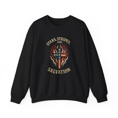 “Stars, Stripes, and Salvation” Crewneck Sweatshirt – Patriotic Christian Apparel