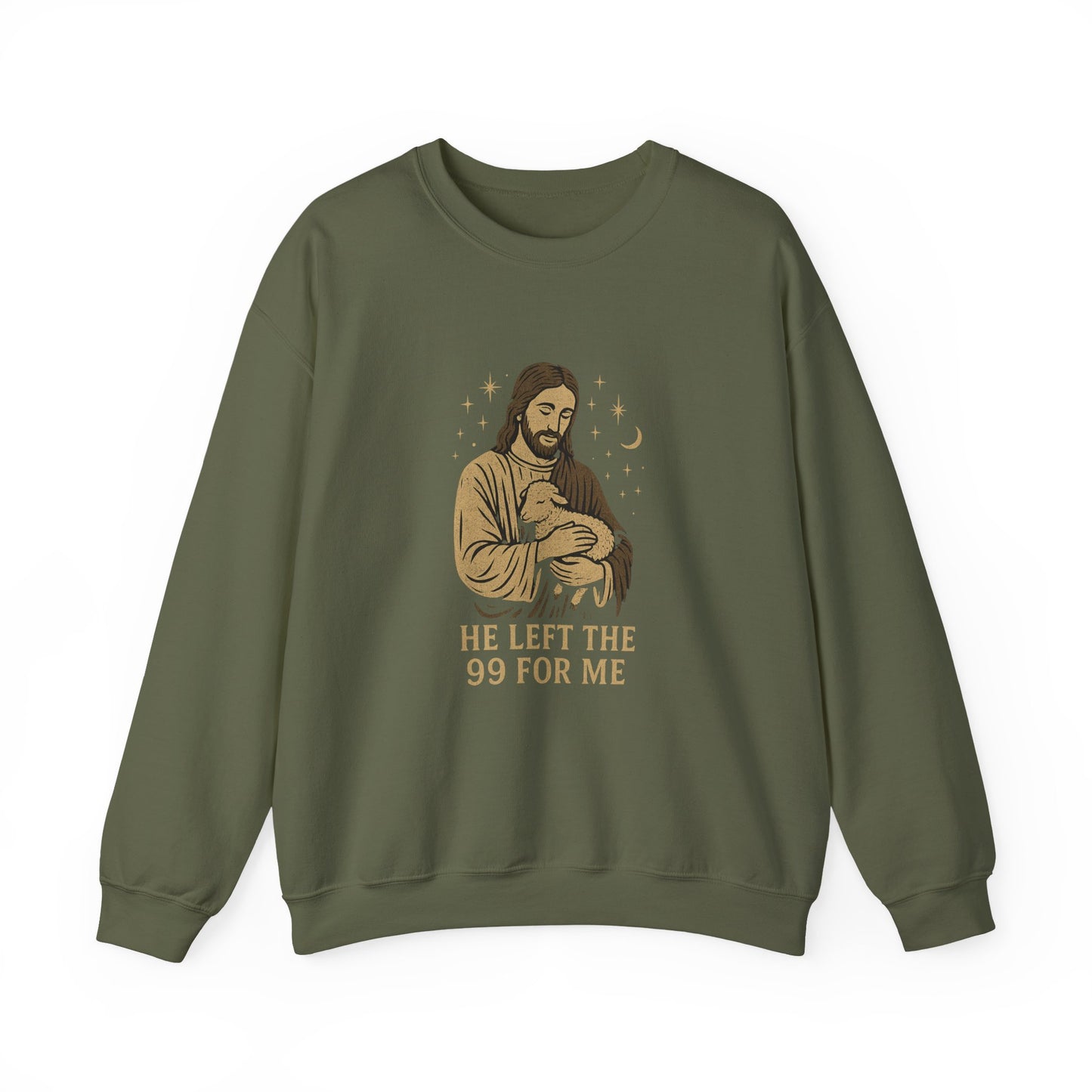 “He Left the 99 for Me” Crewneck Religious Sweatshirt – Faith-Filled Comfort
