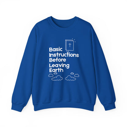 “Basic Instructions Before Leaving Earth BIBLE" Acronym Sweatshirt – Religious Crewneck for Daily Faith