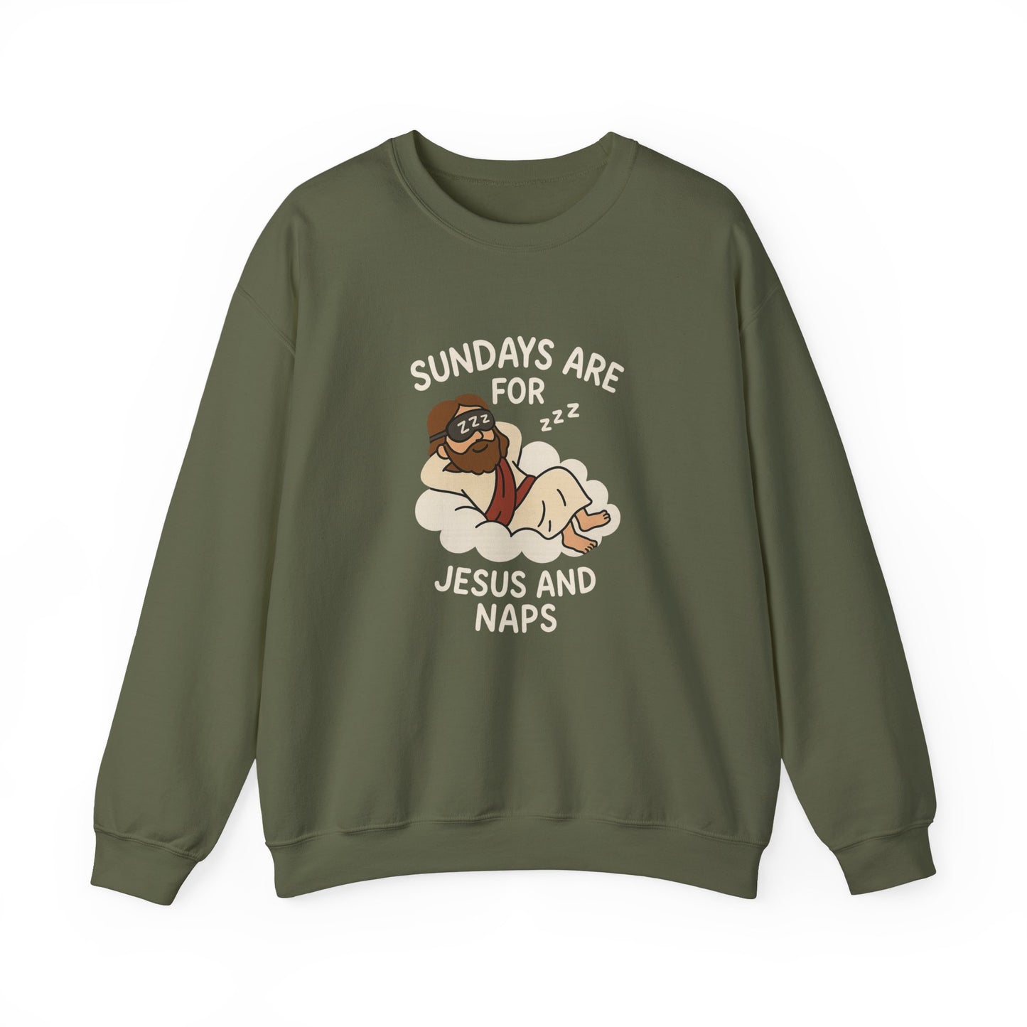 “Sundays Are for Jesus and Naps” Crewneck Sweatshirt – Cozy Religious Weekend Wear