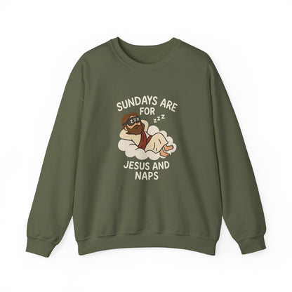 “Sundays Are for Jesus and Naps” Crewneck Sweatshirt – Cozy Religious Weekend Wear
