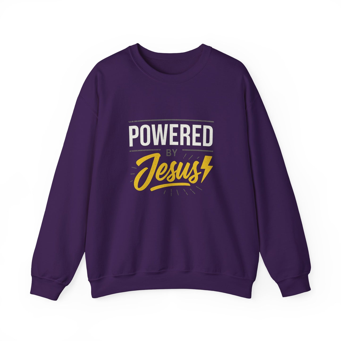 “Powered By Jesus” Crewneck Religious Sweatshirt – Faith and Strength Combined