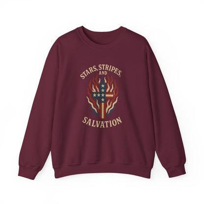 “Stars, Stripes, and Salvation” Crewneck Sweatshirt – Patriotic Christian Apparel
