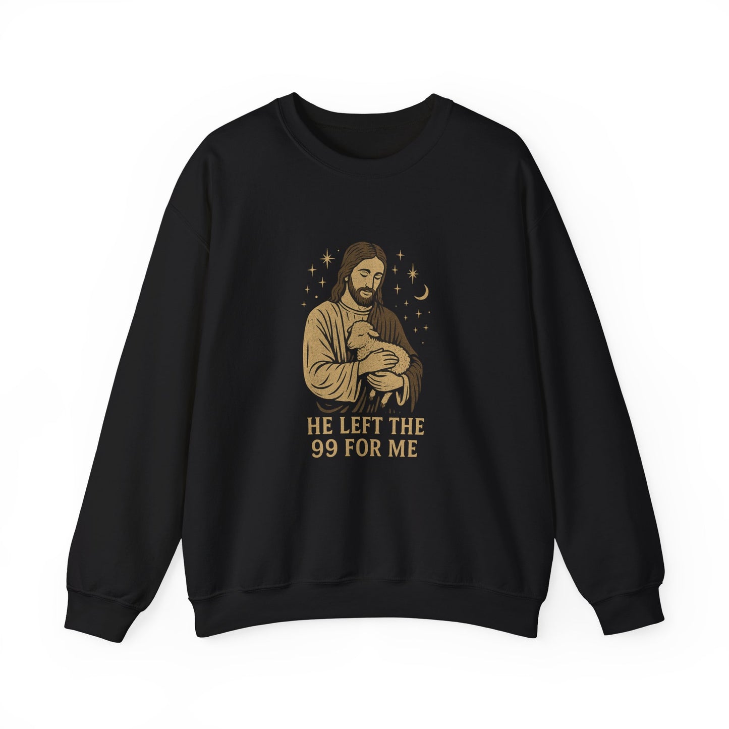 “He Left the 99 for Me” Crewneck Religious Sweatshirt – Faith-Filled Comfort