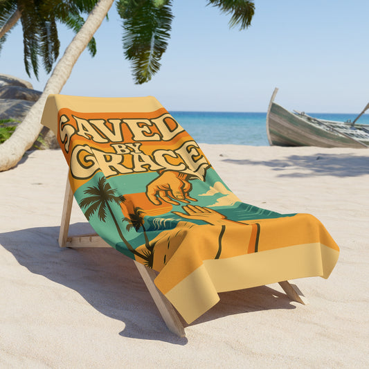 "Saved by Grace" Christian Beach Towel