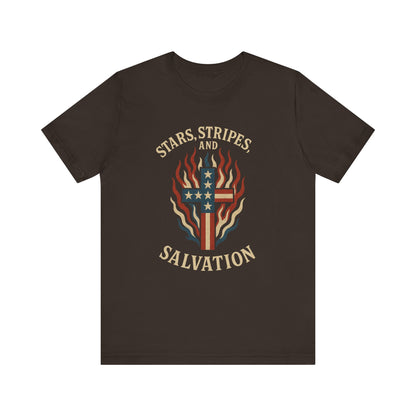 “Stars, Stripes, and Salvation” Christian T-Shirt – Patriotic Faith Tee