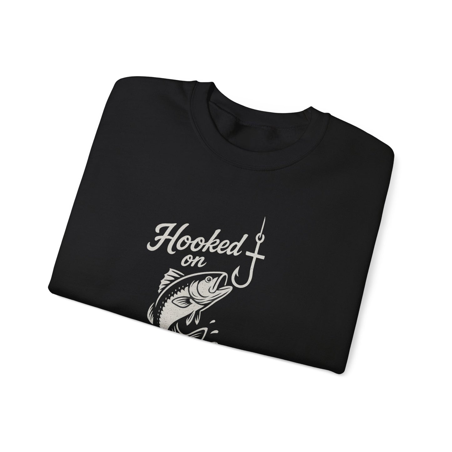 “Hooked on Jesus” Crewneck Sweatshirt – Cozy Religious Apparel with a Fun Twist